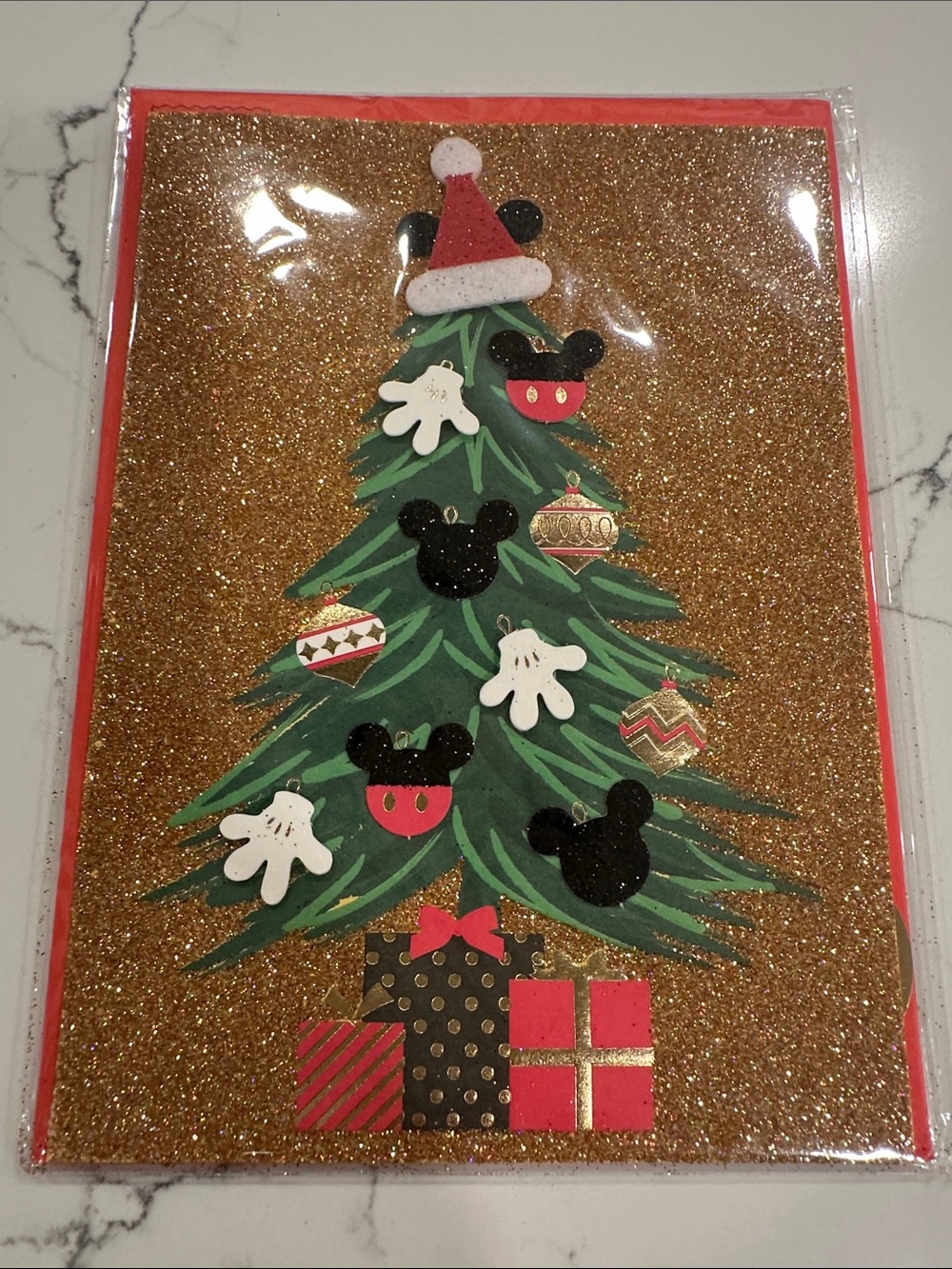 NWT Papyrus Disney Holiday Glitter Mickey Tree Greeting Card